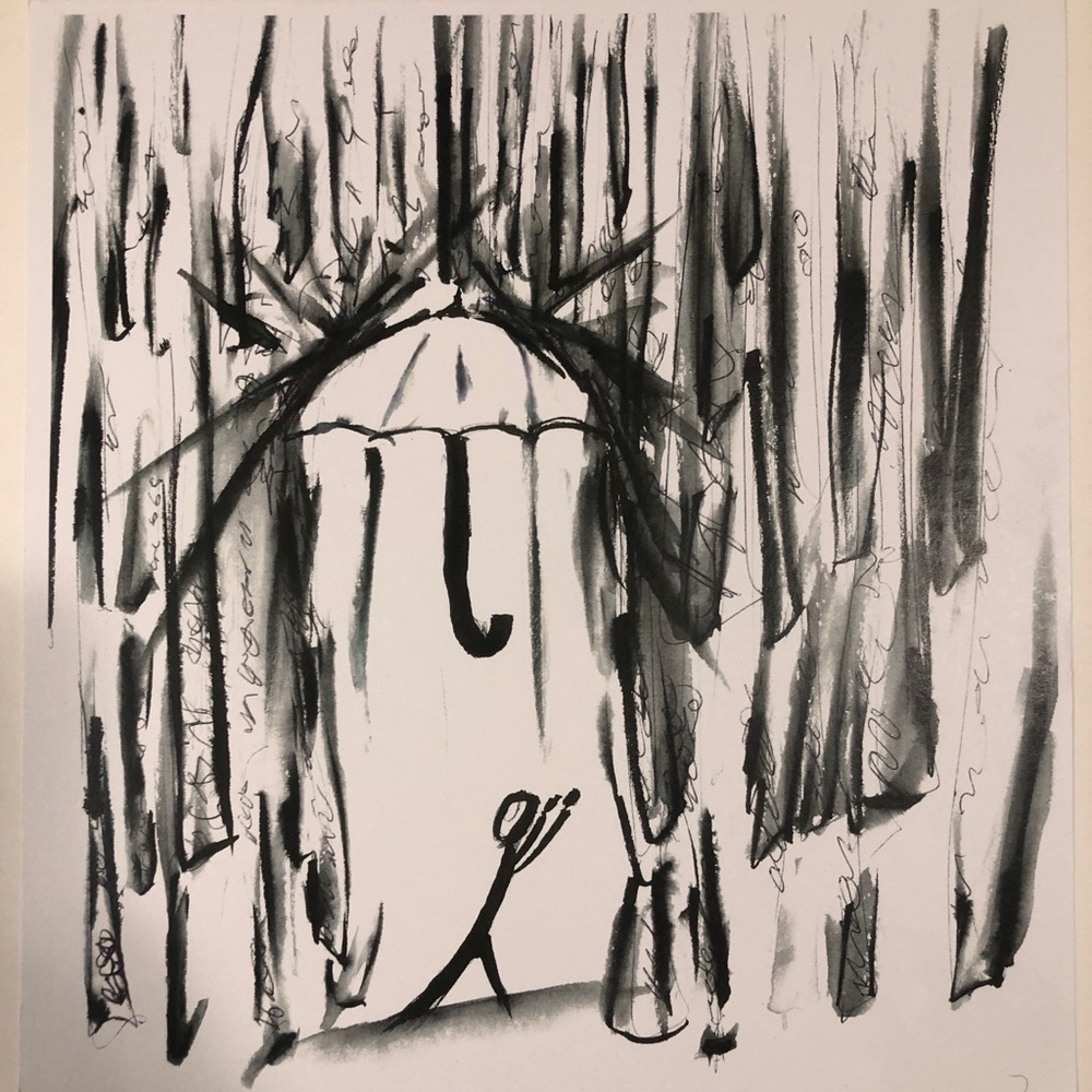 Black and white print 8 1/2 x 9